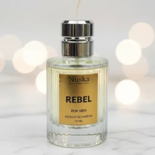 Rebel men’s perfume by Nuska Scent – long-lasting sweet and spicy fragrance with vanilla, pear, and amber notes for confident men in Pakistan
